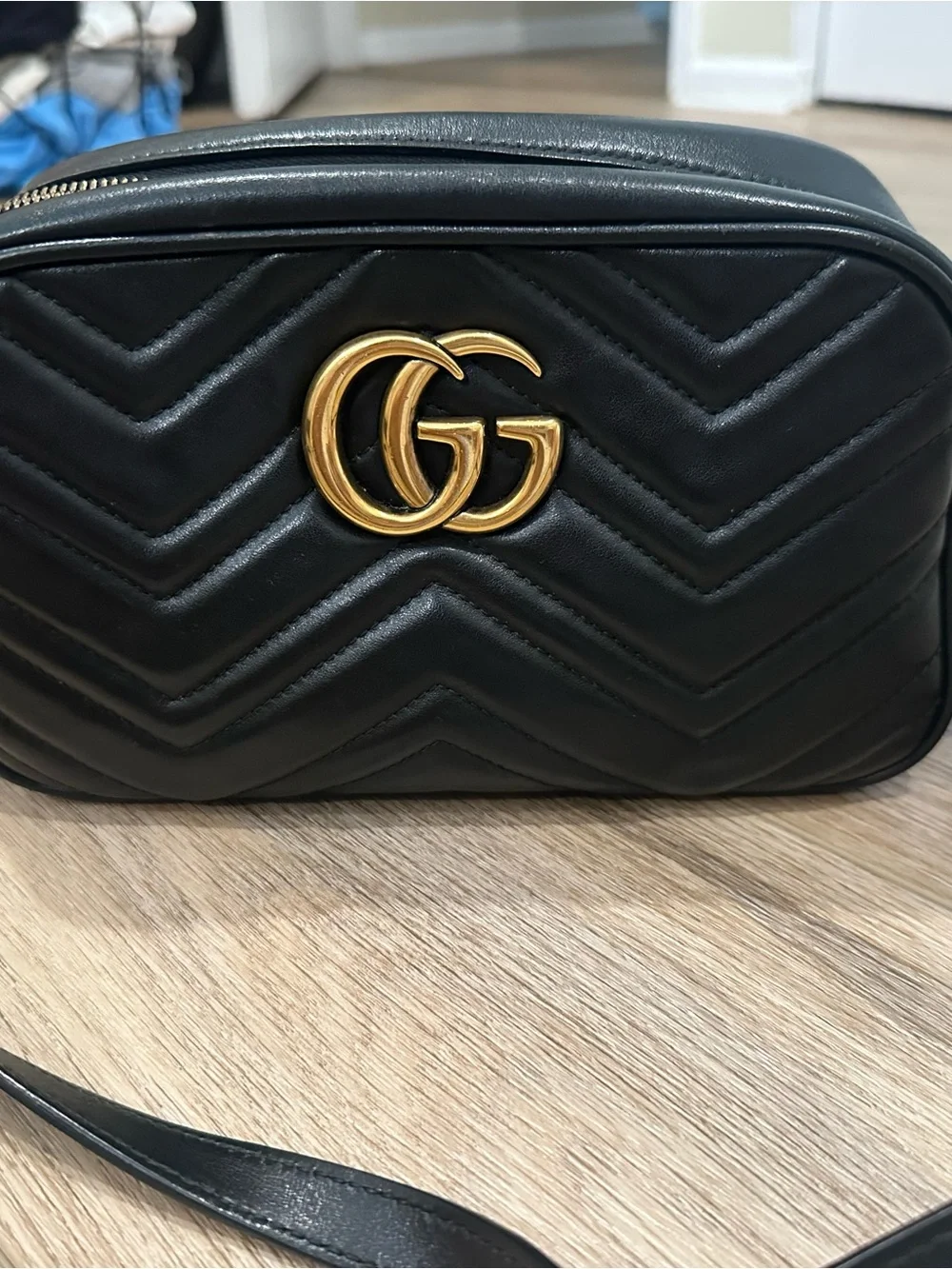 GG Marmont Small Black Quilted Leather Crossbody with Gold Double G